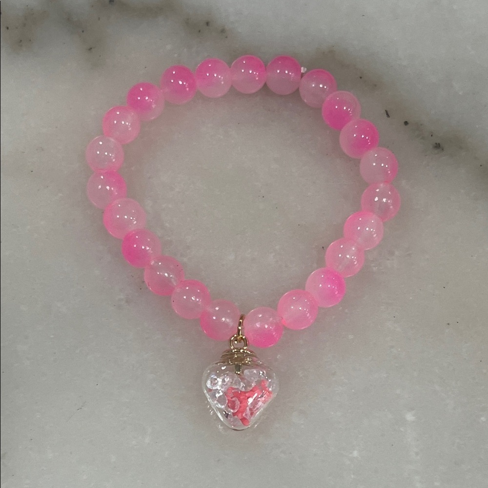 Pink Beaded Heart Charm Bracelet | Y2K Cute Girly Jewelry Coquette Aesthetic